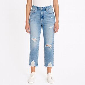 Rock&Roll Denim Womens High Rise Straight Cropped  Jeans Size 27 X 25 Distressed